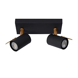Ceiling spotlight "GRONY", 2x GU10, black, matt gold, brass - 17998-10-30 (Lucide)