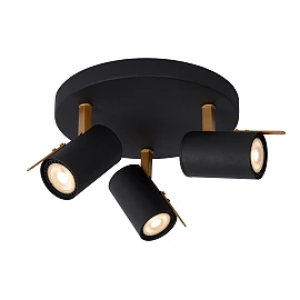 Ceiling spotlight "GRONY", 3x GU10, black, matt gold, brass - 17998-15-30 (Lucide)
