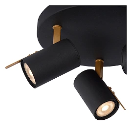 Ceiling spotlight "GRONY", 3x GU10, black, matt gold, brass - 17998-15-30 (Lucide)