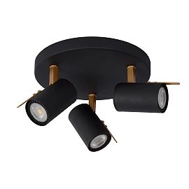 Ceiling spotlight "GRONY", 3x GU10, black, matt gold, brass - 17998-15-30 (Lucide)