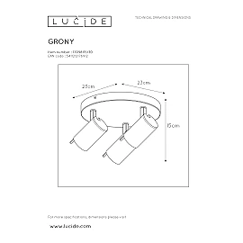 Ceiling spotlight "GRONY", 3x GU10, black, matt gold, brass - 17998-15-30 (Lucide)