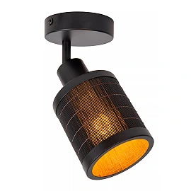 Ceiling spotlight, "TAGALOG", Ø 10 cm, 1xE27, bamboo, black - 21929-01-30 (Lucide)