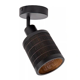 Ceiling spotlight, "TAGALOG", Ø 10 cm, 1xE27, bamboo, black - 21929-01-30 (Lucide)