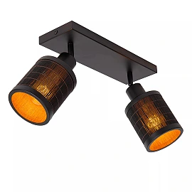 Ceiling spotlight, "TAGALOG", 2xE27, bamboo, black - 21929-02-30 (Lucide)