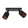 Ceiling spotlight, "TAGALOG", 2xE27, bamboo, black - 21929-02-30 (Lucide)