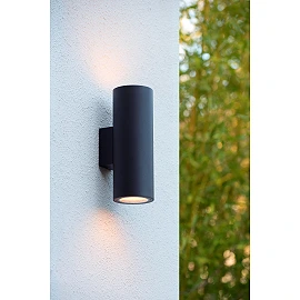 Outdoor wall spotlight "VOLANTIS", 2x E27, black - 27807-02-30 (Lucide)