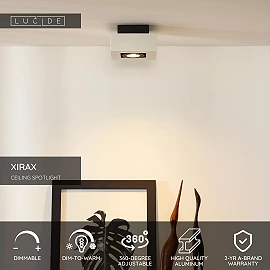 Griestu prožektors XIRAX GU10 1x5W 2200-3000K, balts (Lucide)