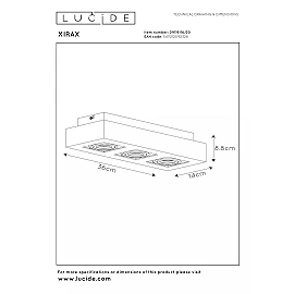 Griestu prožektors XIRAX GU10 3x5W 2200-3000K, melns (Lucide)