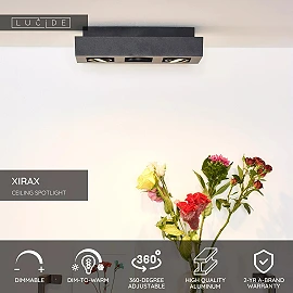 Griestu prožektors XIRAX GU10 3x5W 2200-3000K, melns (Lucide)