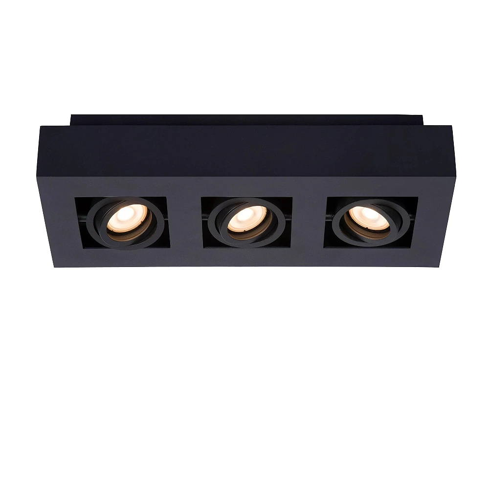 Griestu prožektors XIRAX GU10 3x5W 2200-3000K, melns (Lucide)