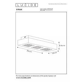 XIRAX GU10 ceiling spotlight 3x5W 2200-3000K, white (Lucide)