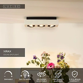 XIRAX GU10 ceiling spotlight 3x5W 2200-3000K, white (Lucide)