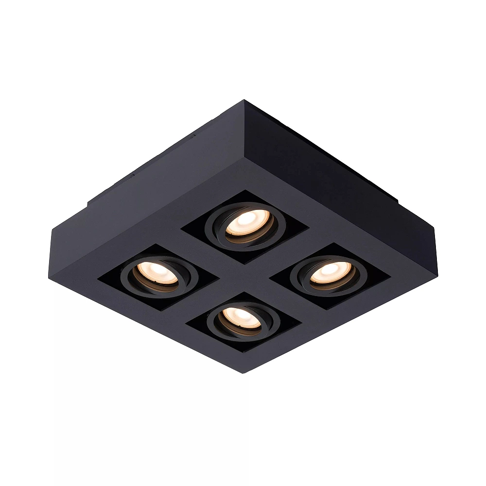 Griestu prožektors XIRAX GU10 4x5W 2200-3000K, melns (Lucide)
