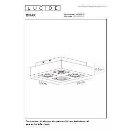 Griestu prožektors XIRAX GU10 4x5W 2200-3000K, balts (Lucide)