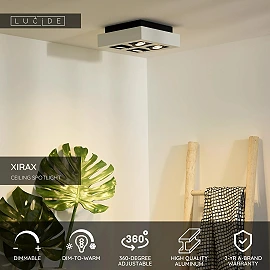 Griestu prožektors XIRAX GU10 4x5W 2200-3000K, balts (Lucide)