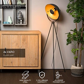 Floor lamp ALVARO 66.5 × 34.5 × 148 cm, 1×E27, black/gold (Lucide)