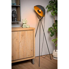 Floor lamp ALVARO 66.5 × 34.5 × 148 cm, 1×E27, black/gold (Lucide)