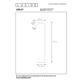 Stāvlampa lasīšanai "LESLEY", 1xGU10 - 03725-01-30 (Lucide)