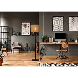Floor lamp "MAGIUS", 1xE27, light wood - rattan - 03729-81-30 (Lucide)