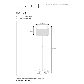 Floor lamp "MAGIUS", 1xE27, light wood - rattan - 03729-81-30 (Lucide)