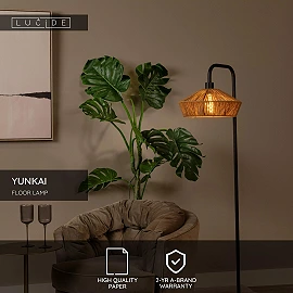 YUNKAI Floor lamp Ø40 cm 1xE27 natural (Lucide)