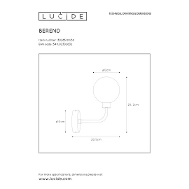 Wall light bathroom "BEREND", 1xG9 - 30265-01-30 (Lucide)