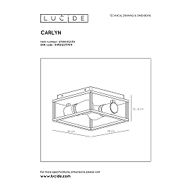 Flush ceiling light bathroom "CARLYN", 2 x E14 max. 6W, black- aluminum - 27100-02-30 (Lucide)
