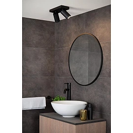TAYLOR bathroom ceiling spotlight 2xGU10, IP44, Black (Lucide)