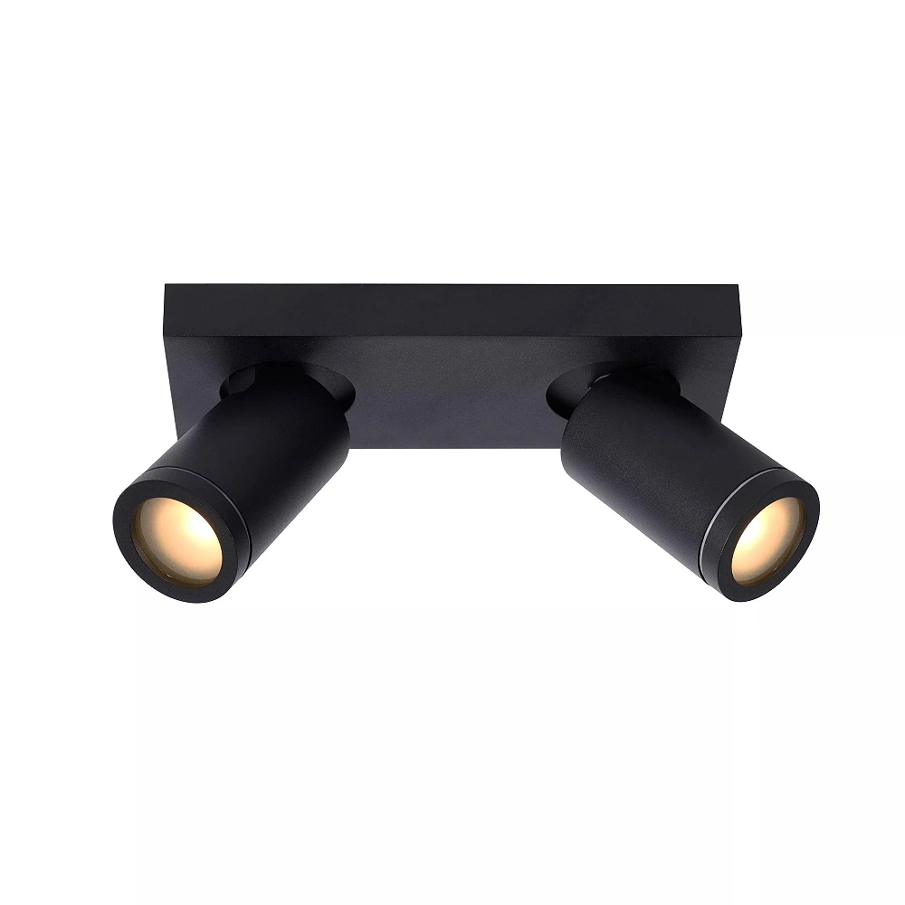 TAYLOR bathroom ceiling spotlight 2xGU10, IP44, Black (Lucide)