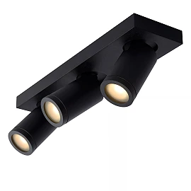 TAYLOR bathroom ceiling spotlight 3xGU10, IP44, Black (Lucide)