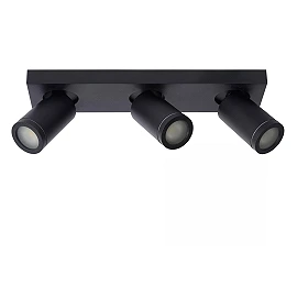 TAYLOR bathroom ceiling spotlight 3xGU10, IP44, Black (Lucide)