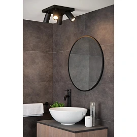 TAYLOR bathroom ceiling spotlight 4xGU10, IP44, Black (Lucide)