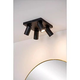 TAYLOR bathroom ceiling spotlight 4xGU10, IP44, Black (Lucide)