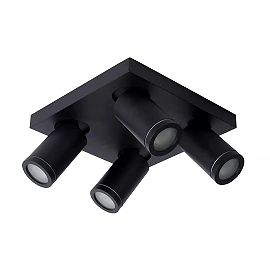 TAYLOR bathroom ceiling spotlight 4xGU10, IP44, Black (Lucide)