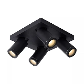 TAYLOR bathroom ceiling spotlight 4xGU10, IP44, Black (Lucide)