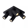 TAYLOR bathroom ceiling spotlight 4xGU10, IP44, Black (Lucide)