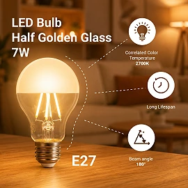 A60 LED bulb E27 7W 800lm 2700K half-gold glass (Optonica 1896)