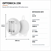 LED cabinet light with PIR sensor 0.5W 40lm 3000K white (Optonica 236)