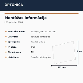 LED panel 60×60 cm 29W 3600lm 2700K with driver (Optonica 2384)