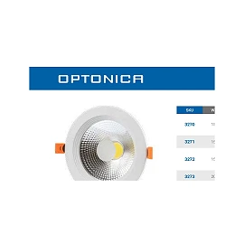 COB LED recessed downlight, Ø195 mm, 20W, 1600lm, 2700K, 145° (Optonica)