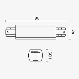 Straight connector for 3-phase track 5014 black (Optonica)
