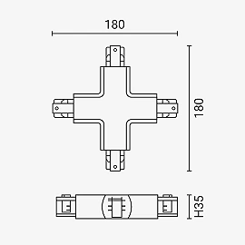 X connector for 3-phase track 5022 black (Optonica)