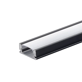 Surface aluminium profile for LED strip, black, white diffuser, 2m (Optonica 5185)