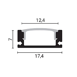 Surface aluminium profile for LED strip, black, white diffuser, 2m (Optonica 5185)