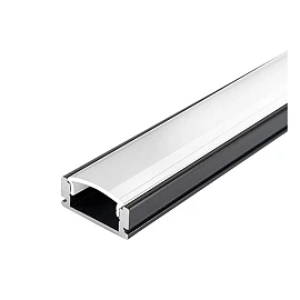 Surface aluminium profile for LED strip, black, white diffuser, 2m (Optonica 5185)