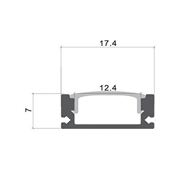 Surface aluminium profile for LED strip, black, white diffuser, 2m (Optonica 5185)