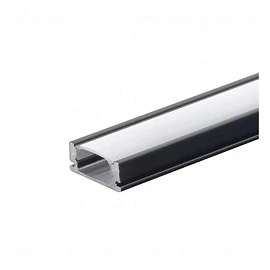 Surface aluminium profile for LED strip, black, white diffuser, 2m (Optonica 5185)