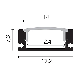 Aluminium profile for LED strip H6 mm 2 m grey (OPTONICA 5191)