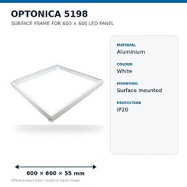 Surface-mount frame for 600×600 mm LED panel, white (Optonica)