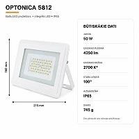 LED floodlight 50W 4250lm 2700K white IP65 (Optonica 5812)